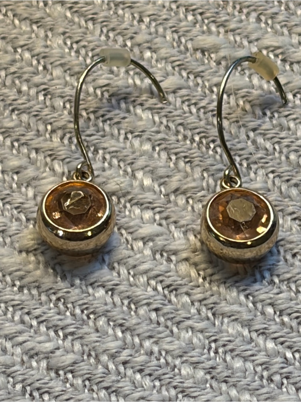 Gold-Tone Pink Crystal Drop Earrings